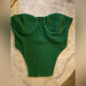 NWOT Vibrant Green Textured Corset Top super flattering